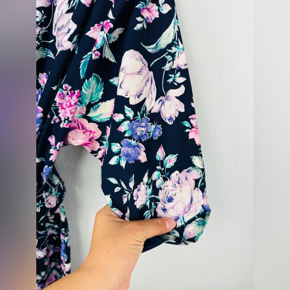 Vintage Ms. Choice Lace Collar Floral Midi 90s Princess Shabby Chic Dress - Picture 4 of 9